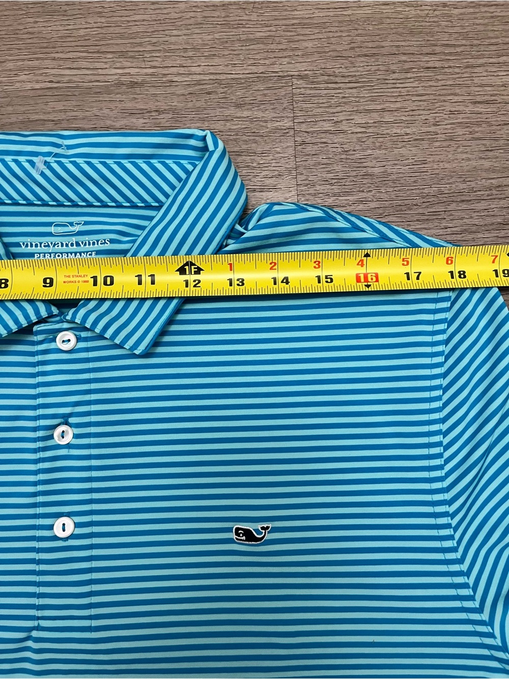 Vineyard Vines Teal Golf Striped Performance Polo Size Large - Picture 5 of 7